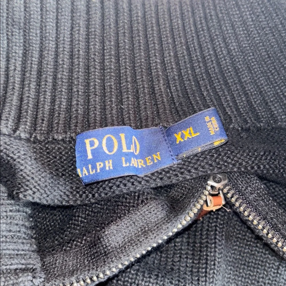 Polo Half-Zip Sweater Size XXL POLO Quarter zip Black Sweater with Purple Logo